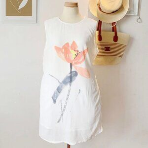 Watercolor Floral White Shift Dress
